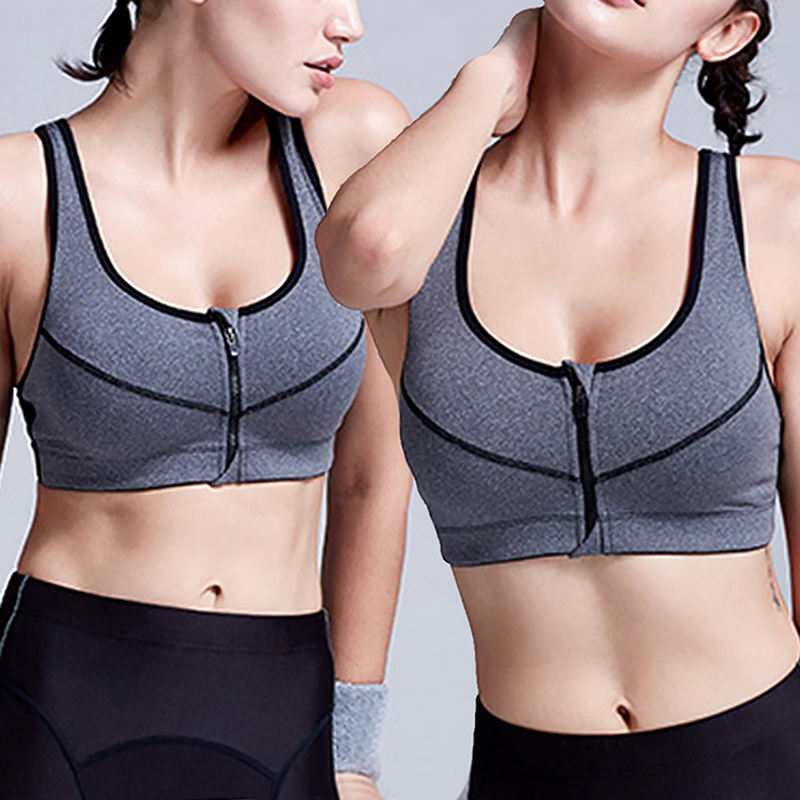 2022 Sports Bra Hot Women Gym Fitness Zipper High Impact Vest Active Wear Underwear Push Up Running Yoga Bra Sport Crop Tops · v3